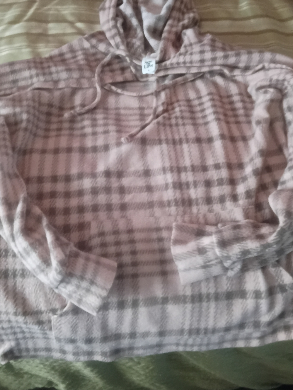 Sew In Love Pink Plaid Hooded Pullover Sweater